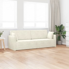 vidaXL Καναπές Κρεβάτι 2 σε 1 Κρεμ 213x144x60 cm Βελούδιο