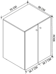 Έπιπλο πλυντηρίου Gray Megapap χρώμα ανθρακί 70x66x90εκ.