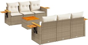vidaXL Patio Sofa Set 6-θέσια Beige and Cream