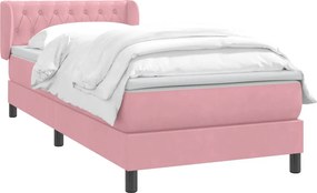 vidaXL Κρεβάτι Boxspring με Στρώμα Ροζ 80x220 εκ. Βελούδινο