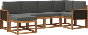 vidaXL Σειρά Καναπέ Εξωτερικού 6 pcs Φυσικό και Ανθρακί