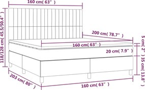 vidaXL Κρεβάτι Boxspring με Στρώμα Μαύρο 160x200 εκ. Υφασμάτινο