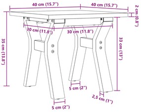 Τραπεζάκι Σαλονιού Πλαίσιο Υ 40x40x35εκ Μασίφ Πεύκο/Χυτοσίδηρος - Καφέ