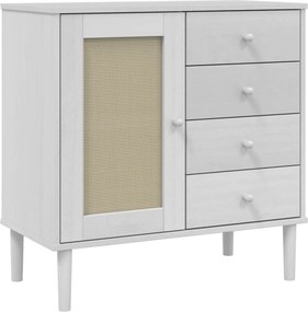 vidaXL Ντουλάπι SENJA Λευκό / Όψη Ρατάν 80x40x80 εκ. Μασίφ Ξύλο Πεύκου