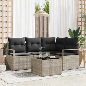 vidaXL Σετ Καναπέ Κήπου 5 pcs Ανοιχτό γκρι Πολυ ράταν