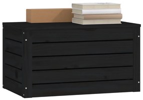 vidaXL Κουτί Αποθήκευσης Μαύρα 59,5x36,5x33 εκ. Μασίφ Ξύλο Πεύκου