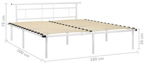 vidaXL Πλαίσιο Κρεβατιού Λευκό 180 x 200 εκ. Μεταλλικό