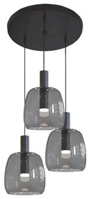 Φωτιστικό Οροφής Led 1971 3x5W 3000K 90Lm Grey-Black Aluminium, Glass