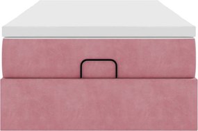 vidaXL Οθωμανικό κρεβάτι με στρώμα ροζ 100x200cm Velvet