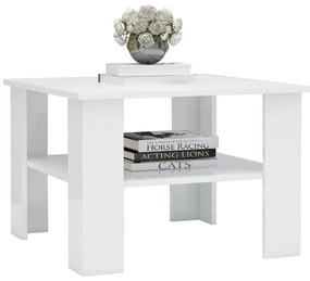 vidaXL Τραπεζάκι Σαλονιού Γυαλιστερό Λευκό 60x60x42 εκ. Επεξ. Ξύλο