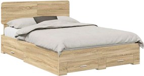 vidaXL Σκελετός Κρεβατιού Δρύς Sonoma 150 x 200 cm Επεξεργασμένο ξύλο