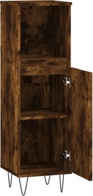 vidaXL Ντουλάπι Μπάνιου Καπνιστή Δρυς 30x30x100 εκ. Επεξεργασμένο Ξύλο