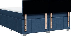 vidaXL Κρεβάτι Boxspring με Στρώμα Μπλε 200x200 εκ. Υφασμάτινο