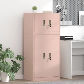 vidaXL Ντουλάπι αποθήκευσης 2 τμχ. Ροζ 60 x 40 x 130 εκ Ατσάλι