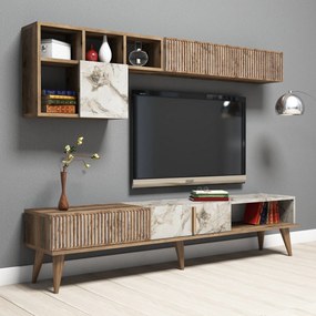 Σύνθεση Τηλεόρασης Καρυδί / Λευκό GAFLIE 180x35x40