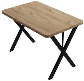 Table Zeryin oak melamine-black metal 70x110x75cm 70x110x75 εκ.