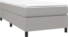 vidaXL Κρεβάτι Boxspring με Στρώμα Ανοιχτό Γκρι 90x200 εκ. Υφασμάτινο