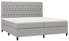 Κρεβάτι Boxspring με Στρώμα Ανοιχτό Γκρι 200x200 εκ. Υφασμάτινο - Γκρι