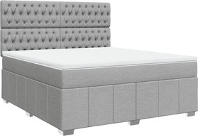 vidaXL Κρεβάτι Boxspring με Στρώμα Ανοιχτό Γκρι 180x200 εκ. Υφασμάτινο