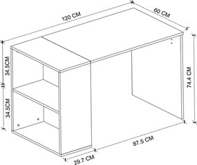 Γραφείο εργασίας Smyrna Megapap χρώμα λευκό 120x60x74,4εκ.