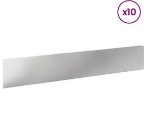 vidaXL Περίγραμμα γκαζόν 10 τμχ. 100 x 18 εκ Ατσάλι Ασημί