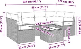 vidaXL Σετ Καναπέ 7 pcs Μαύρο συνθετικό ρατάν