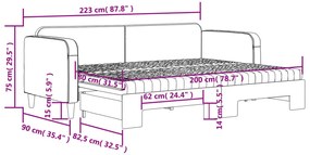 Καναπές Κρεβάτι Συρόμενος Κρεμ 80x200 εκ. Υφασμάτινος Στρώματα - Κρεμ