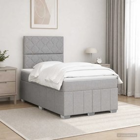 vidaXL Κρεβάτι box spring με στρώμα Ανοιχτό γκρι 120 x 190 cm Ύφασμα