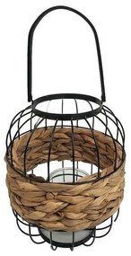 Φανάρι Ψάθινο Με Λαβή LUG101 L D24cm Black-Beige Espiel Metal,Wicker