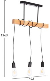 ΦΩΤΙΣΤΙΚΟ ΟΡΟΦΗΣ 3-ΦΩΤΟ VOLKS HM4658 ΜΕΤΑΛΛΟ-ΞΥΛΟ 49,5x5x134,5Υεκ. (1 Τεμμάχια)