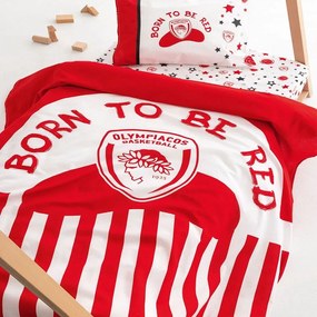 Σεντόνια Βρεφικά Olympiacos BC8 Με Λάστιχο (Σετ 3τμχ) Red-White Palamaiki Cradle 70x170cm 100% Βαμβάκι