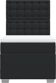 vidaXL Κρεβάτι Boxspring με Στρώμα Μαύρο 90x190εκ. από Συνθετικό Δέρμα