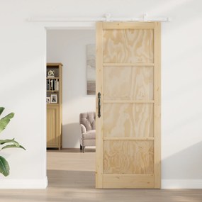 vidaXL Συρόμενη Πόρτα με Σετ Υλικών 83x211 cm Συμπαγές Ξύλο Πεύκου