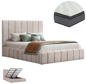 ΚΡΕΒΑΤΙ ΔΙΠΛΟ ΜΕ ΣΤΡΩΜΑ & ΑΠΟΘ.ΧΩΡΟ REMO HM21167 ΜΠΕΖ ΜΠΟΥΚΛΕ--ΓΙΑ 160x200εκ