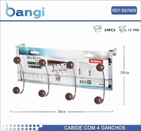 Μεταλλική κρεμάστρα πόρτας 4 θέσεων - 57605