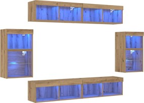 vidaXL Σετ επίπλου τηλεόρασης 8 pcs artisan δρυς Επεξεργασμένο ξύλο