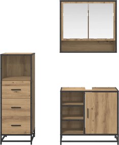 vidaXL Σετ Επίπλων Μπάνιου 3 τεμ. Artisan Oak Επεξεργασμένο Ξύλο