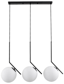 00954 GloboStar® MONROE 00954 Μοντέρνο Κρεμαστό Φωτιστικό Ράγα Τρίφωτο 3 x E27 IP20 Μαύρο Μέταλλο με Λευκό Γυαλί - Μ74 x Π25 x Υ50cm