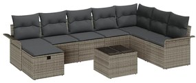vidaXL Σετ Καναπέ Κήπου 9 pcs Γκρι 297.5 x 187.5 x 85 εκ Πολυ ράταν
