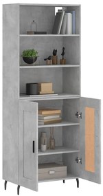 vidaXL Ντουλάπι Γκρι Σκυροδέματος 69,5x34x180 εκ. Επεξεργασμένο Ξύλο