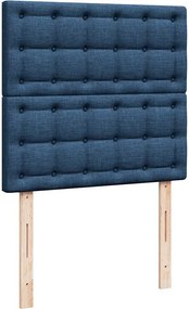 vidaXL Κρεβάτι Boxspring με Στρώμα Μπλε 90x200 εκ.Υφασμάτινο