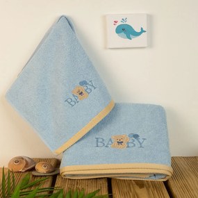 Πετσέτες Βρεφικές Με Κέντημα Baby Bear 161 (Σετ 2τμχ) Ciel DimCol Towels Set 70x140cm 100% Βαμβάκι