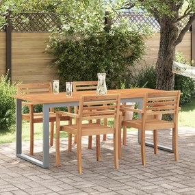 vidaXL Τραπέζι Εξωτερικού Χώρου Γκρι 160x80x75 εκ. Χάλυβας & Στερεό Ξύλο Ακακίας