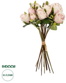 GloboStar® Artificial Garden PINK ROSE BOUQUET 21082 Τεχνητό Διακοσμητικό Μπουκέτο Τριαντάφυλλα Ροζ Y36cm