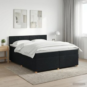 vidaXL Κρεβάτι box spring με στρώμα Μαύρο 200 x 200 cm Ύφασμα