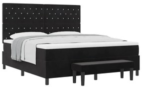 vidaXL Κρεβάτι με ελατήρια με στρώμα Μαύρο 180 x 200 cm Βελούδο