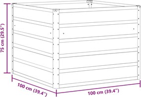 vidaXL Γλάστρα Ανοιχτό γκρι 100 x 100 x 75 εκ Ατσάλι
