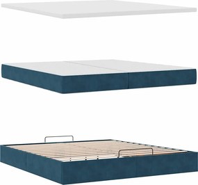 VidaXL Οθωμανικό κρεβάτι με στρώματα & LEDs Σκούρο μπλε Βελούδο