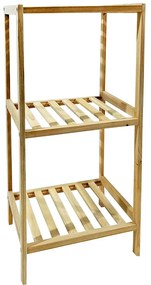 Ραφιέρα Επιδαπέδια Με 3 Ράφια Φυσικό Ξύλο 27x27x84cm-06511554