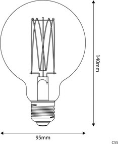 LED Λαμπτήρας C55 Γλόμπος G95 Μελί Νήμα Cage 7W E27 Dimmable 2700K